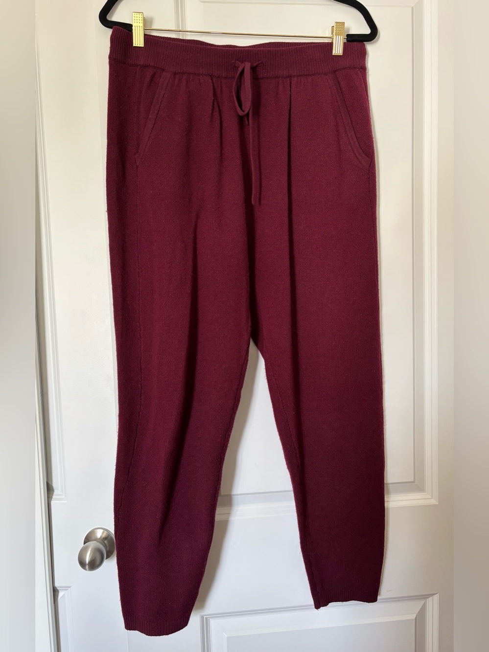 T by Alexander Wang Wool/ Cashmere Joggers in Burgundy, Size Medium